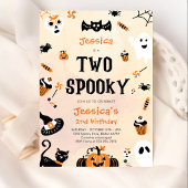 Twee Spooky Halloween Schattige Ghost Verjaardagsf Kaart