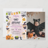 Twee Spooky Halloween Schattige Ghost Verjaardagsf Kaart (Voorkant)