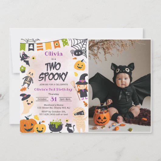 Twee Spooky Halloween Schattige Ghost Verjaardagsf Kaart (Voorkant)