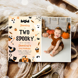Twee Spooky Halloween Schattigee Ghost Verjaardags Kaart