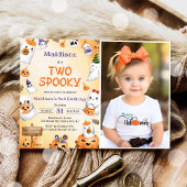 Twee Spooky Halloween Schattigee Ghost Verjaardags Kaart