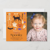 Twee Spooky Halloween Sinaasappel 2e Verjaardagsfo Kaart (Voorkant)