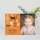 Twee Spooky Halloween Sinaasappel 2e Verjaardagsfo Kaart (Staand voorkant)