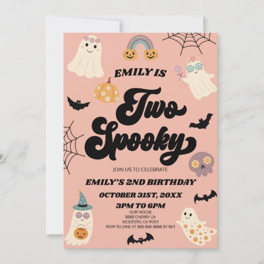 Twee Spooky Halloween Tweede Verjaardag Party Kaart (Voorkant)