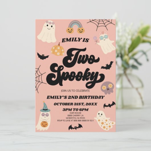 Twee Spooky Halloween Tweede Verjaardag Party Kaart (Staand voorkant)