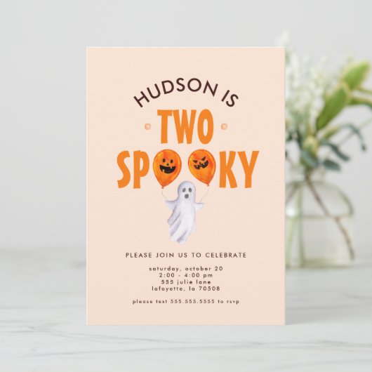 Twee Spooky Halloween Tweede Verjaardag Uitnodigin Kaart (Staand voorkant)