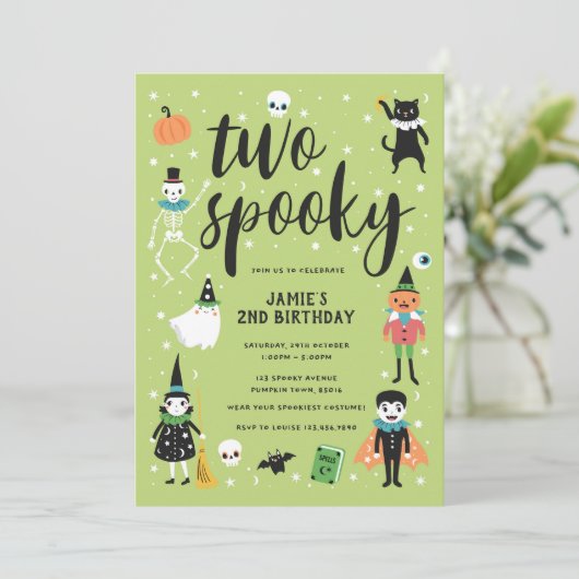 Twee spooky Halloween uitnodiging (Staand voorkant)