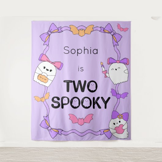 Twee Spooky Halloween Verjaardag Achtergrond Tapes Wandkleed (Voorkant)