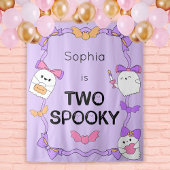 Twee Spooky Halloween Verjaardag Achtergrond Tapes Wandkleed