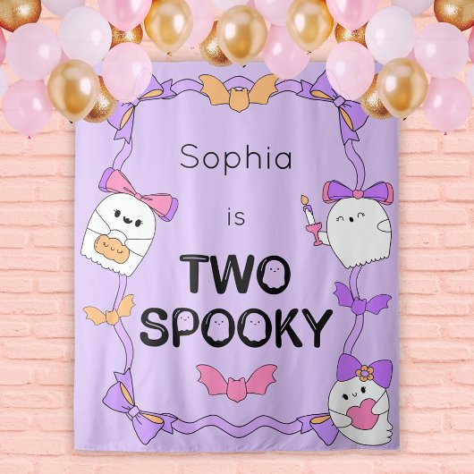 Twee Spooky Halloween Verjaardag Achtergrond Tapes Wandkleed