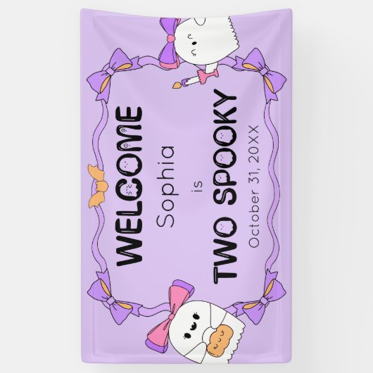 Twee Spooky Halloween Verjaardag Welkom Banner (Verticaal)