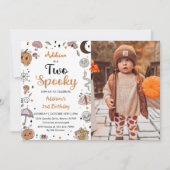 Twee Spooky Halloween Verjaardagsfeestfoto Kaart (Voorkant)