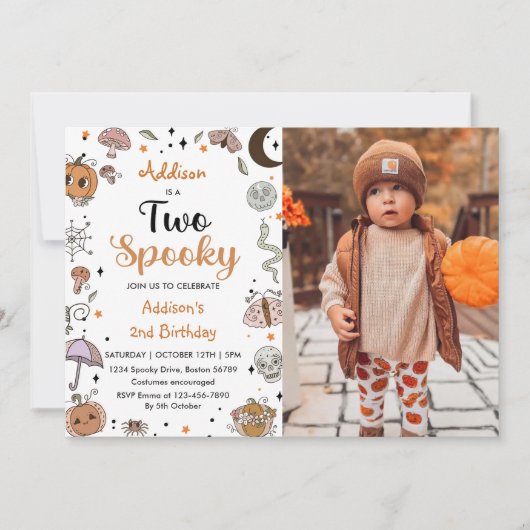 Twee Spooky Halloween Verjaardagsfeestfoto Kaart (Voorkant)