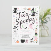 Twee Spooky Halloween Verjaardagsfeestuitnodiging Kaart (Staand voorkant)