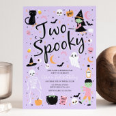 Twee Spooky Halloween Verjaardagsfeestuitnodiging Kaart