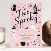 Twee Spooky Halloween Verjaardagsfeestuitnodiging Kaart