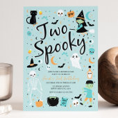 Twee Spooky Halloween Verjaardagsfeestuitnodiging Kaart
