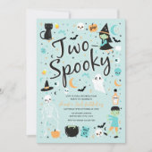 Twee Spooky Halloween Verjaardagsfeestuitnodiging Kaart (Voorkant)