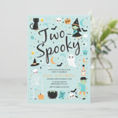 Twee Spooky Halloween Verjaardagsfeestuitnodiging Kaart (Staand voorkant)
