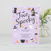 Twee Spooky Halloween Verjaardagsfeestuitnodiging Kaart (Staand voorkant)