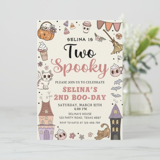 Twee Spooky Leuke Ghost Halloween 2e Verjaardag Kaart (Staand voorkant)