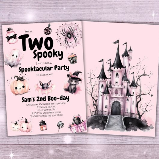 Twee Spooky Meisjes Schattige Roze Halloween 2e Ve Kaart