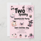 Twee Spooky Meisjes Schattige Roze Halloween 2e Ve Kaart (Voorkant)