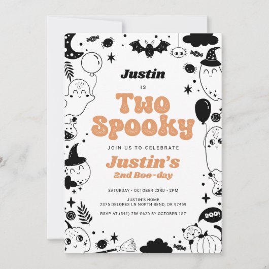Twee Spooky Oranje Ghost Halloween Verjaardag Kaart (Voorkant)