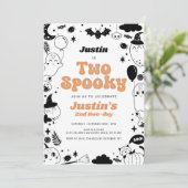 Twee Spooky Oranje Ghost Halloween Verjaardag Kaart (Staand voorkant)