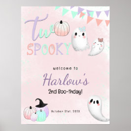 Twee Spooky Pastel Halloween Verjaardag Welkom Poster