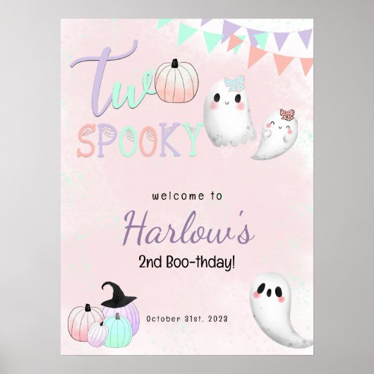 Twee Spooky Pastel Halloween Verjaardag Welkom Poster (Voorkant)