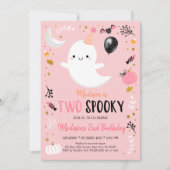 Twee Spooky Pink Ghost Halloween Birthday Kaart (Voorkant)
