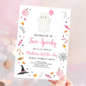 Twee Spooky Pink Ghost Halloween Birthday Kaart
