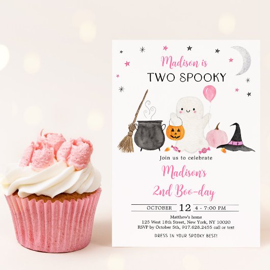 Twee Spooky Pink Ghost Halloween Birthday Kaart