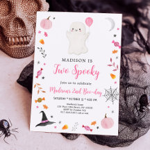 Twee Spooky Pink Ghost Halloween Birthday