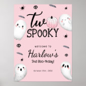 Twee Spooky Pink Ghost Halloween Verjaardag Welkom Poster (Voorkant)