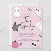 Twee Spooky Pink Ghost Tweede Verjaardag uitnodigi Kaart (Voorkant)