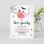 Twee Spooky Pink Halloween 2e uitnodiging (Staand voorkant)