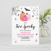 Twee Spooky Pink Halloween 2e uitnodiging (Staand voorkant)