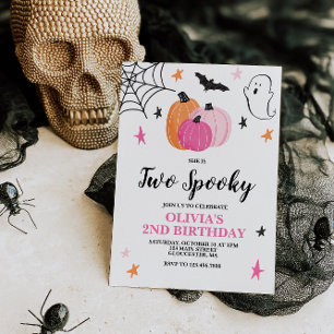 Twee Spooky Pink Halloween 2e uitnodiging