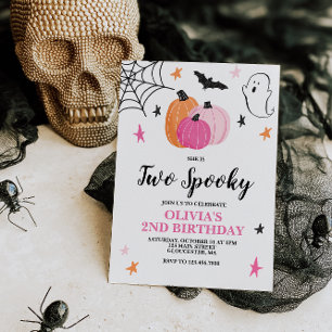 Twee Spooky Pink Halloween 2e uitnodiging