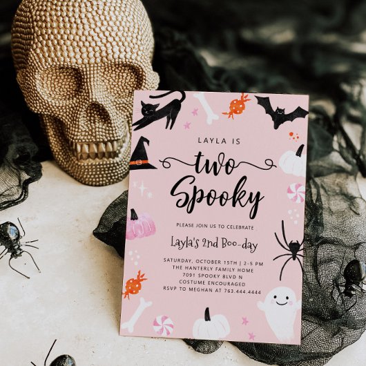 TWEE spooky Pink Halloween Birthday Party Kaart