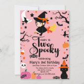 Twee Spooky Pink Witchy Halloween Verjaardagsfeest Kaart (Voorkant)
