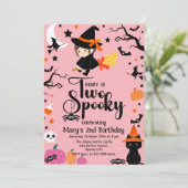 Twee Spooky Pink Witchy Halloween Verjaardagsfeest Kaart (Staand voorkant)