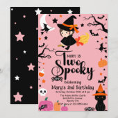 Twee Spooky Pink Witchy Halloween Verjaardagsfeest Kaart (Voorkant / Achterkant)