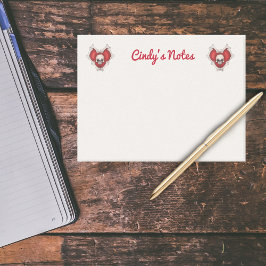 Twee Spooky Red Hearts met witte Botten en Skulls Post-it® Notes