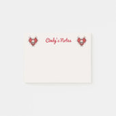 Twee Spooky Red Hearts met witte Botten en Skulls Post-it® Notes (Voorkant)