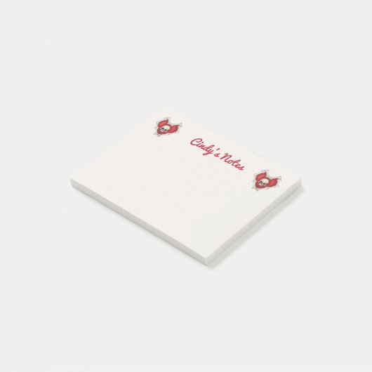 Twee Spooky Red Hearts met witte Botten en Skulls Post-it® Notes (Schuin)