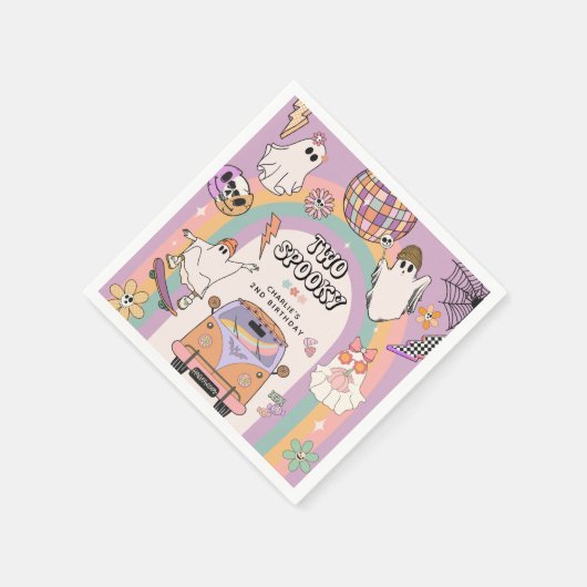 Twee Spooky Retro Fun 2e Verjaardagsfeest Servet (Hoek)