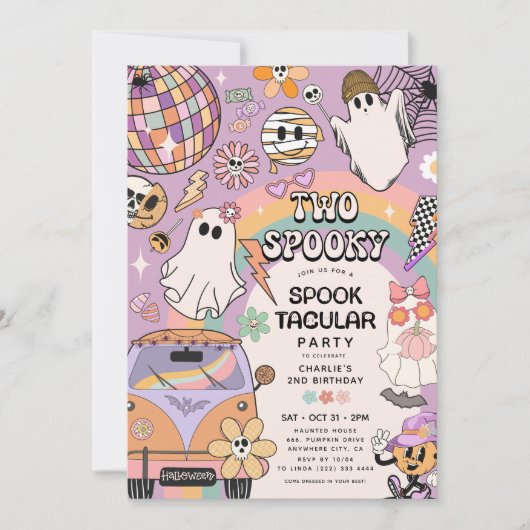 Twee Spooky Retro Fun Halloween 2e Verjaardagsfees Kaart (Voorkant)